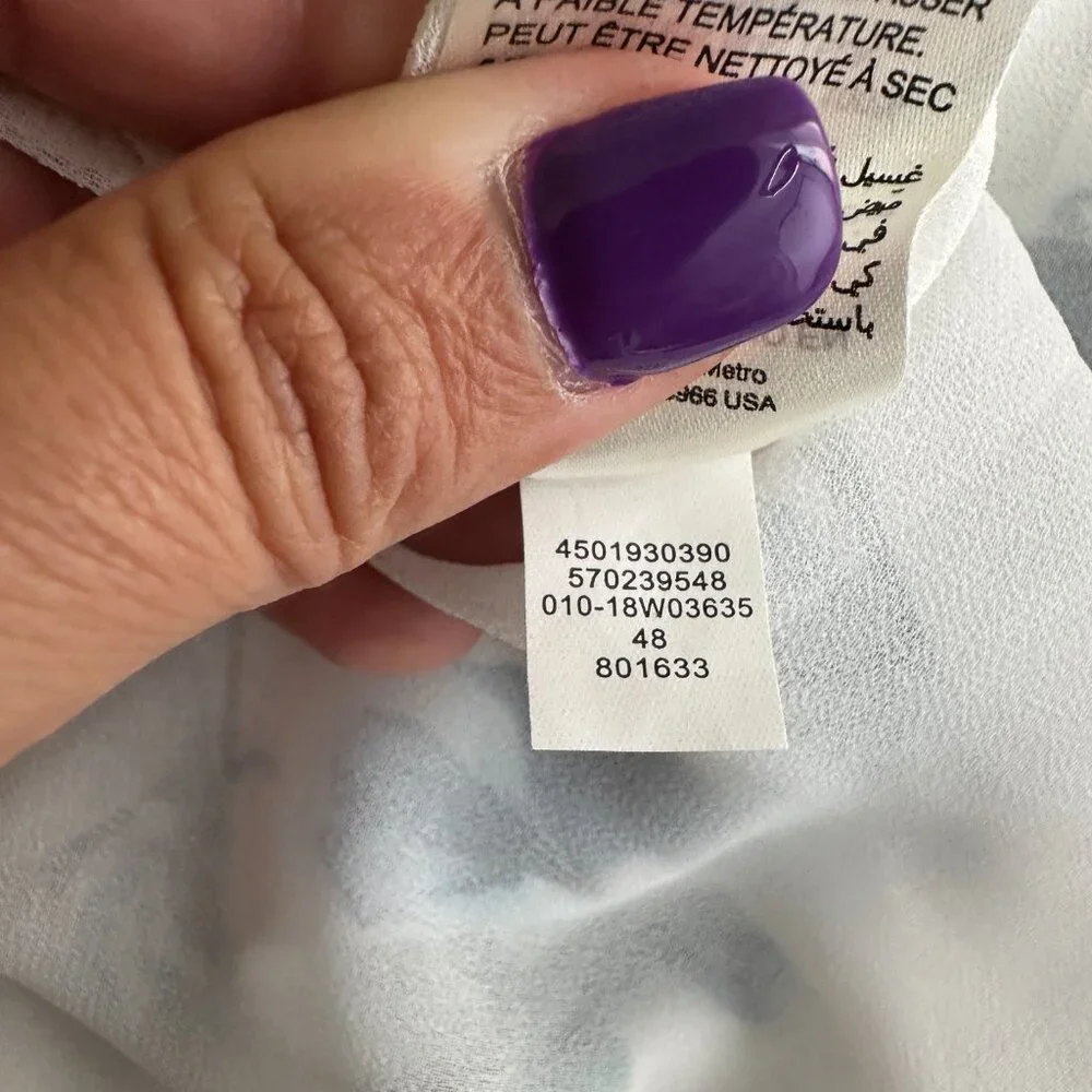 2/$30 White House Black Market Floral Print Long Sleeve Blouse w Keyhole #A0706 - Picture 7 of 9